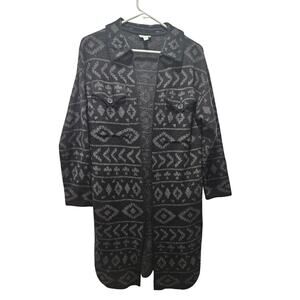 Southwestern Sweater Coat Shacket Longline Boho Aztec Cardigan Jacket Medium